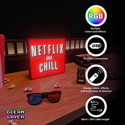 Netflix and Chill Led Lightbox Rgb Light Sign