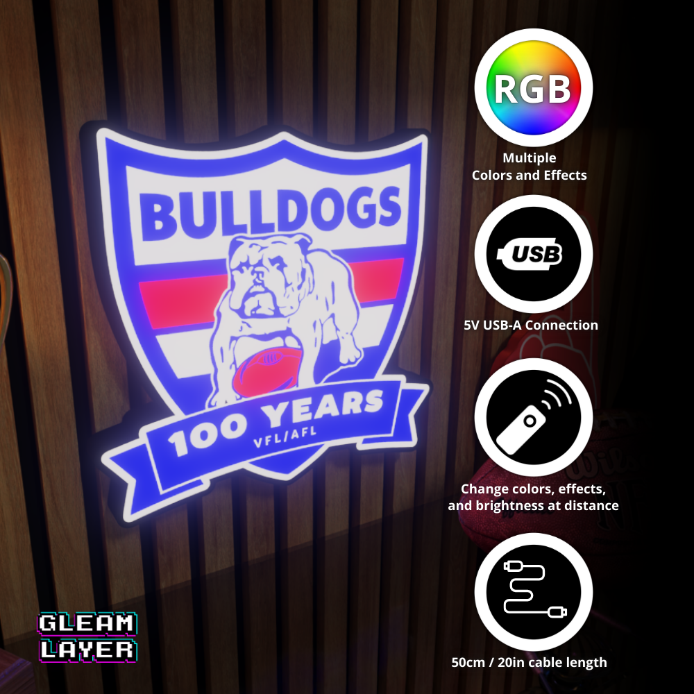 Western Bulldogs AFL Logo LED RGB Wall Display Light Sign