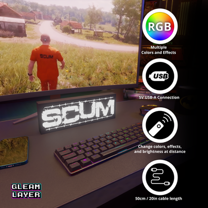 Scum Survival Game Led Gaming Lightbox Rgb Light Sign