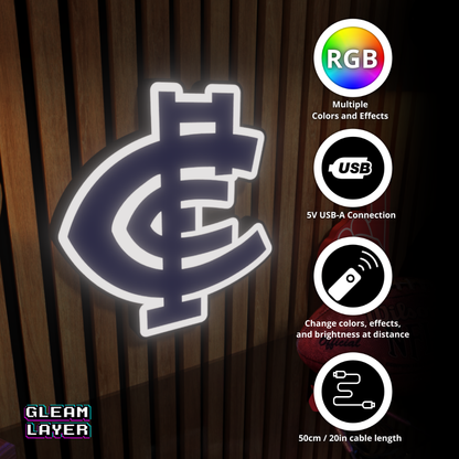 Carlton Blues AFL Logo LED RGB Wall Display Light Sign