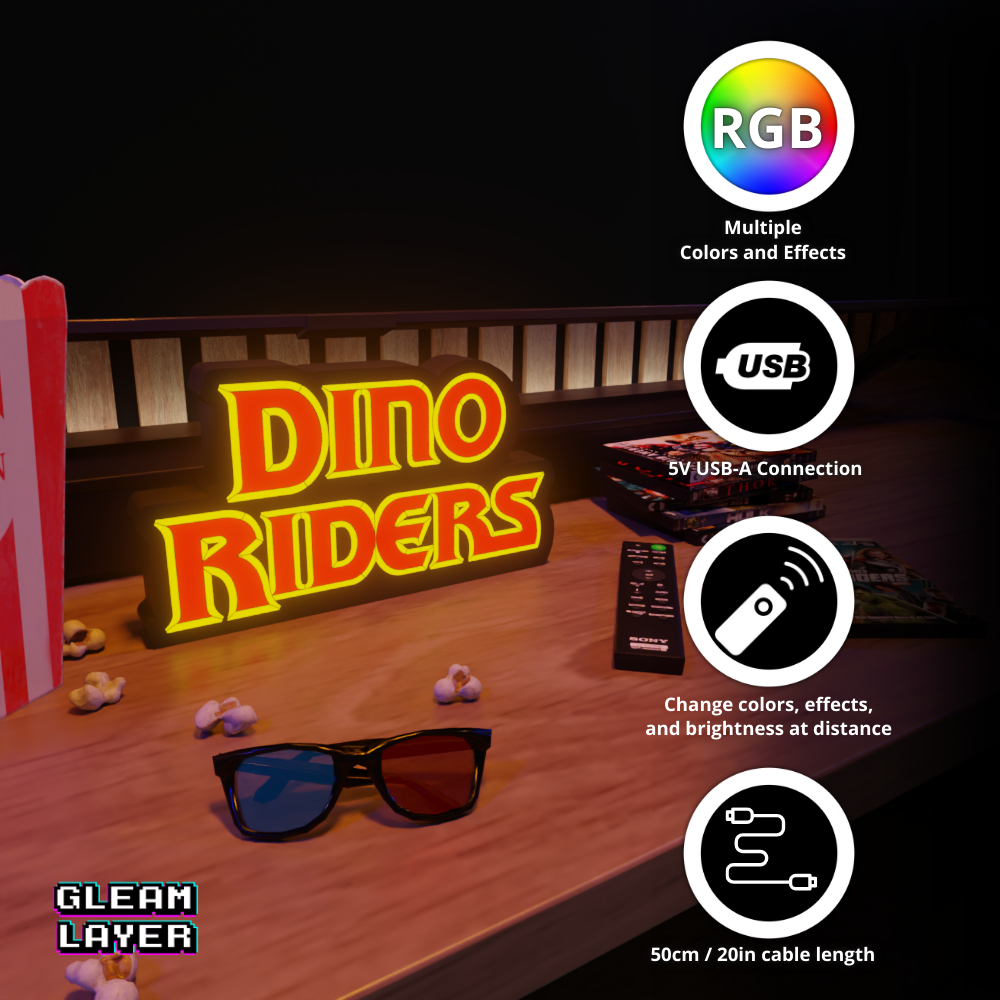 Dino Riders Led Light Sign