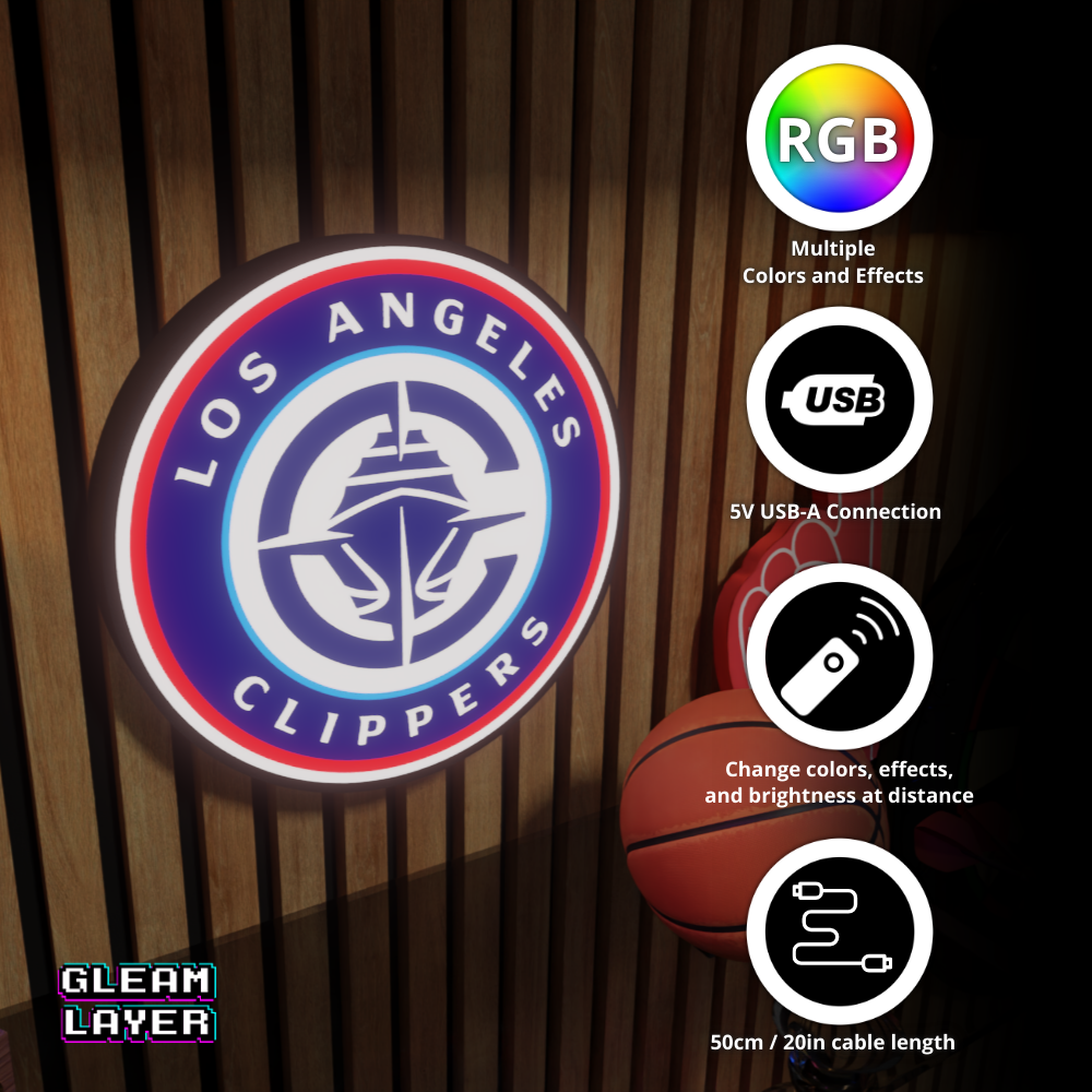 LA Clippers Led Light Box NBA Sports Bar Light Display Wall Sign