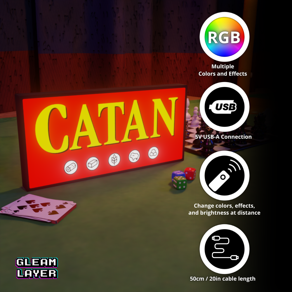 Catan Board Game Led Light RGB Sign