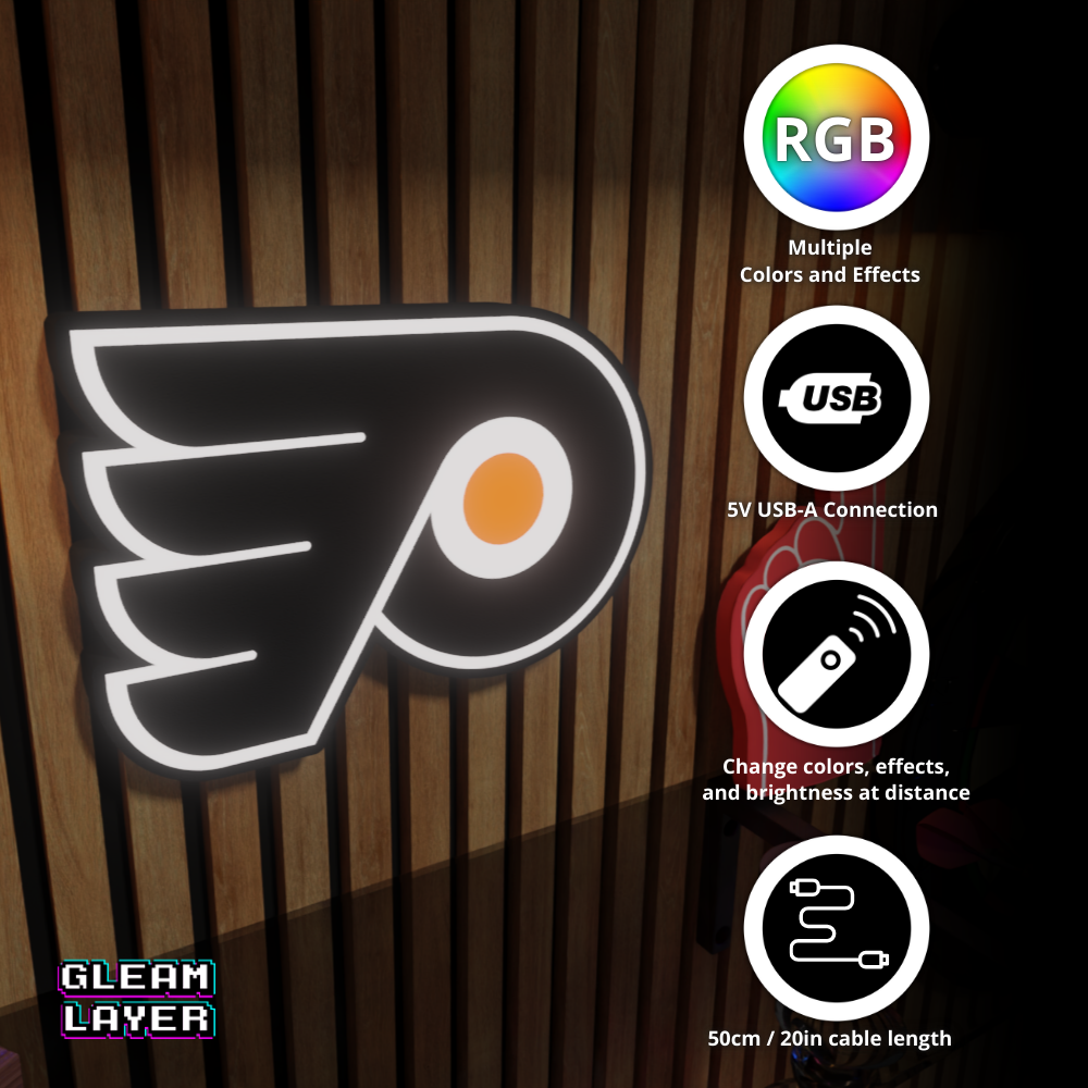 Philadelphia Flyers Led Light Box NHL Sports Bar Light Display Wall Sign