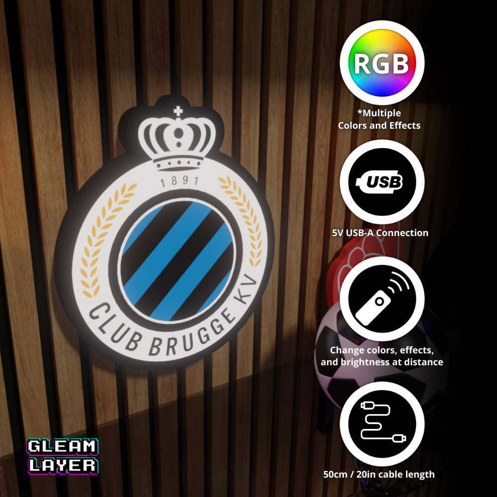 Club Brugge KV Logo Led RGB Wall Display Light Sign