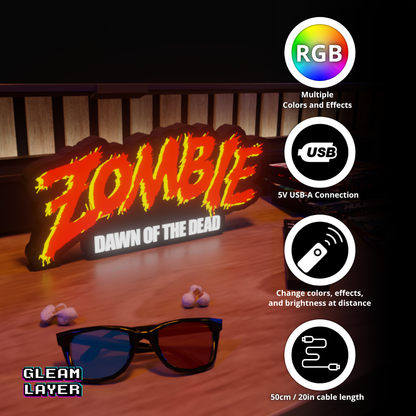 Zombie Dawn Of the Dead Movie Led Light Sign