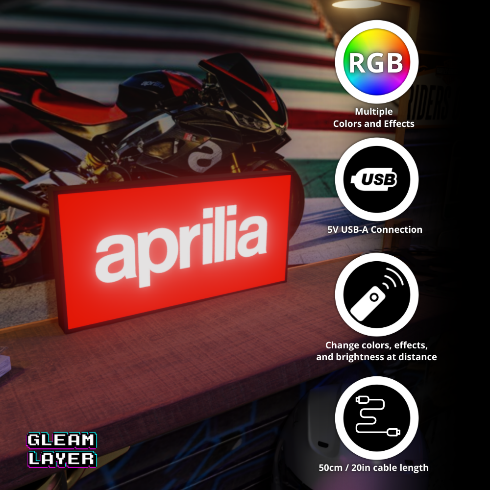 Aprilia Motorcycles Logo Led RGB Light Sign
