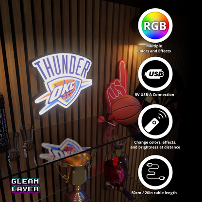 Oklahoma City Thunder Led Light Box NBA Sports Bar Light Display Wall Sign