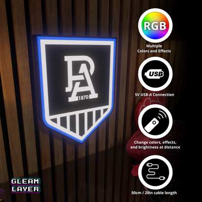 Port Adelaide Power AFL Logo LED RGB Wall Display Light Sign