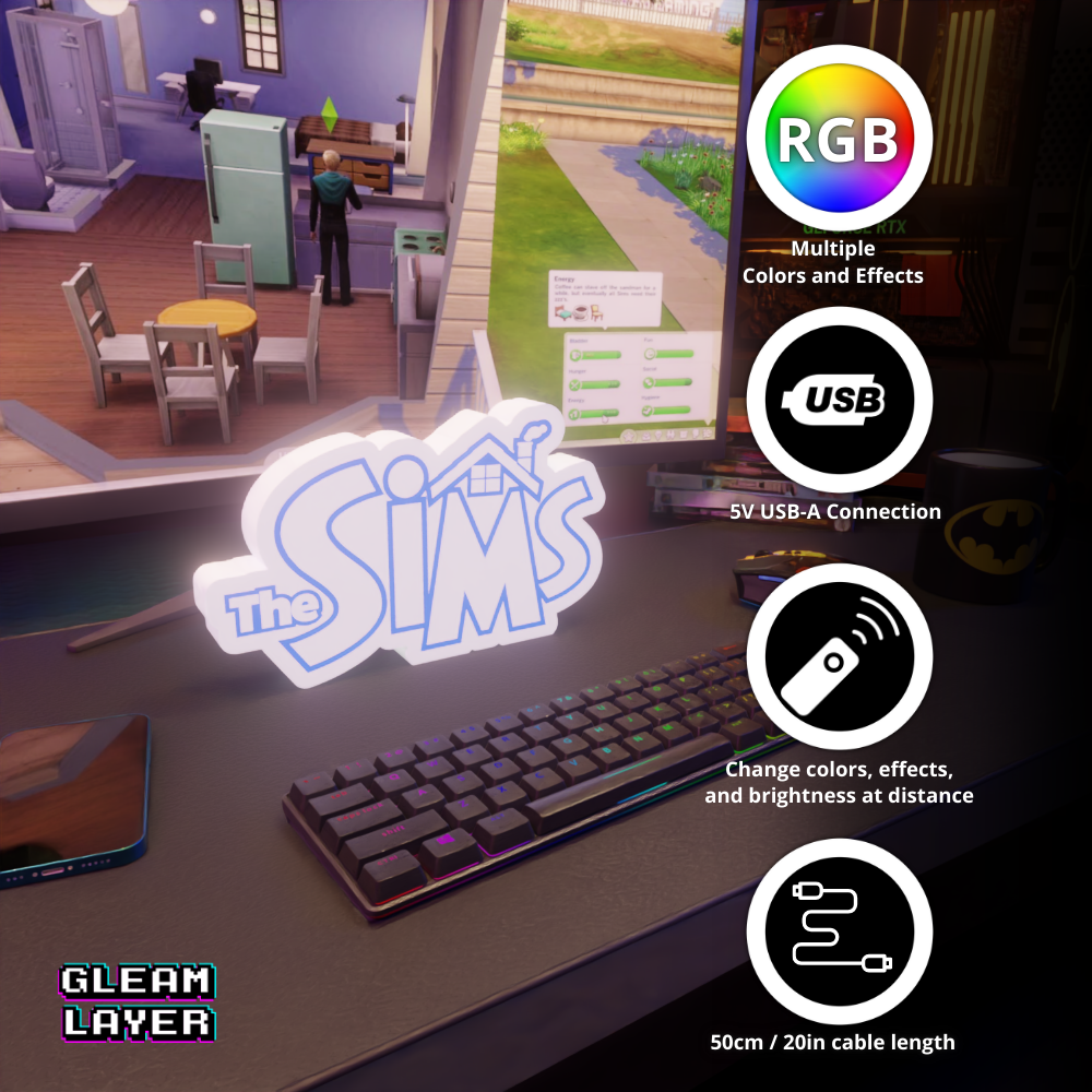 The Sims Led Gaming Lightbox Rgb Light Sign