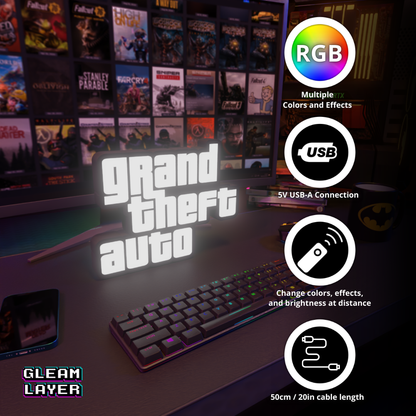 GTA Logo Grand Theft Auto Led Gaming Light Sign