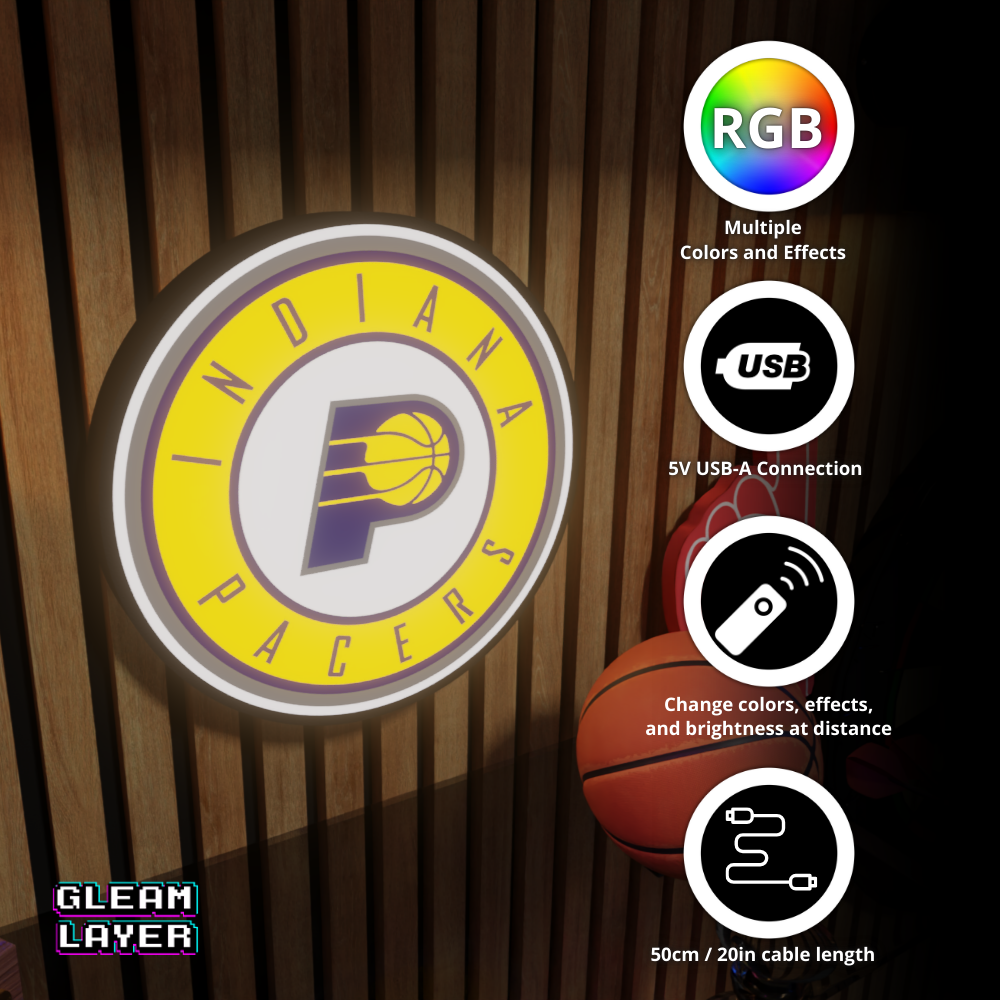 Indiana Pacers Led Light Box NBA Sports Bar Light Display Wall Sign