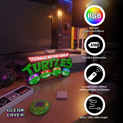 Teenage Mutant Ninja Turtles Led Light Sign with Leonardo, Donatello, Raphael and Michelangelo