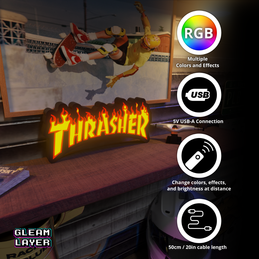 Thrasher Fire LED-Leuchtschild