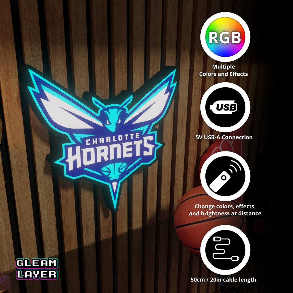 Charlotte Hornets Led Light Box NBA Sports Bar Light Display Wall Sign