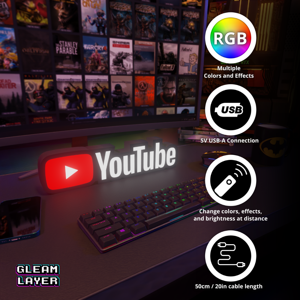YouTube Led Lightbox RGB Light Sign