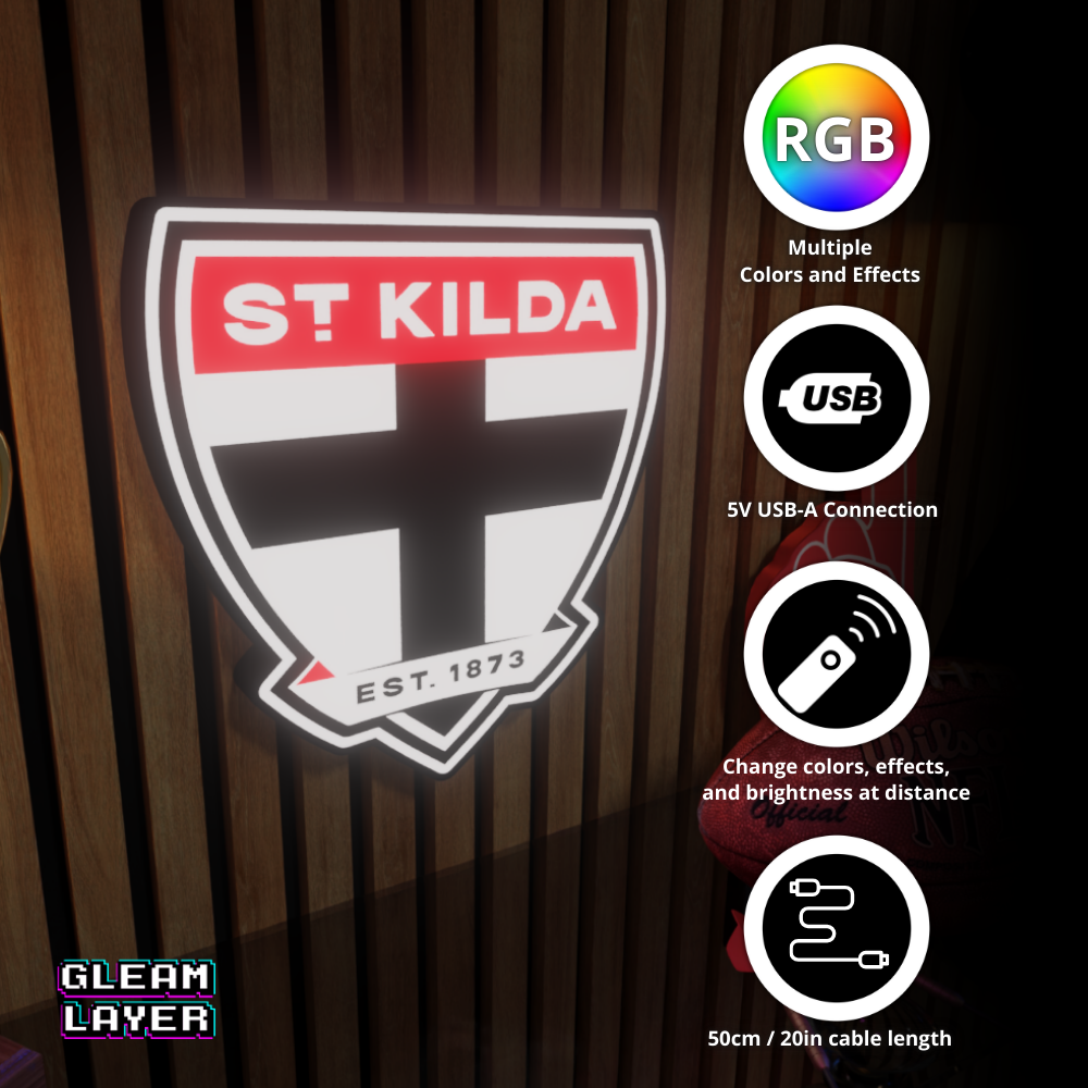 St Kilda Saints AFL Logo LED RGB Wall Display Light Sign