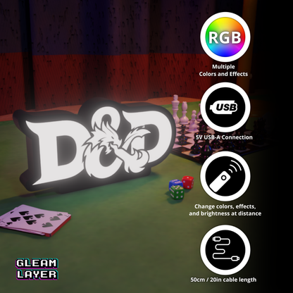 Dungeons & Dragons Brettspiel LED-Licht RGB-Schild