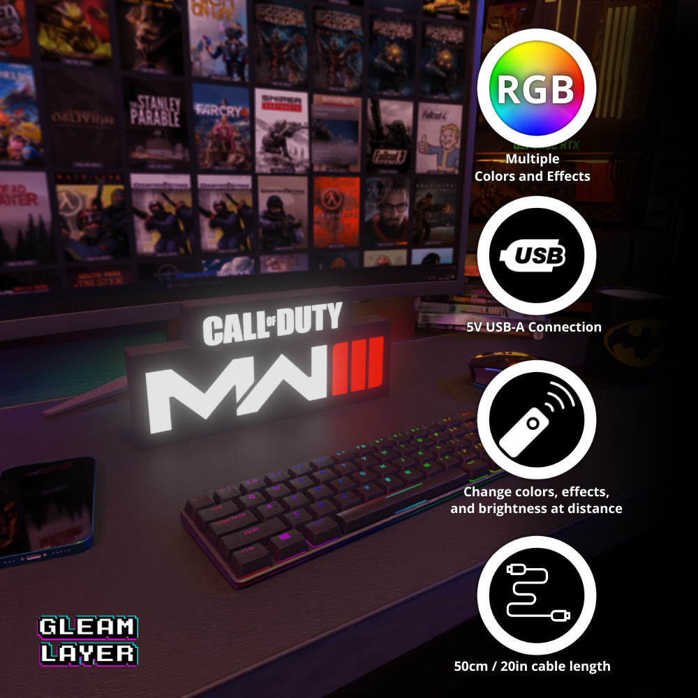 Call of Duty Modern Warfare 3 Led Gaming Lightbox Rgb Light Sign