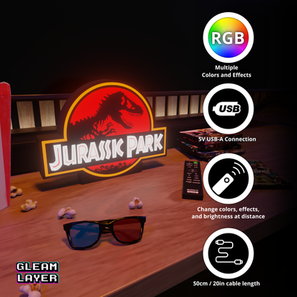 Jurassic Park Movie Led Lightbox Rgb Light Sign