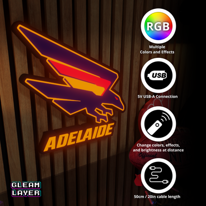 Adelaide Crows AFL Logo LED RGB Wall Display Light Sign