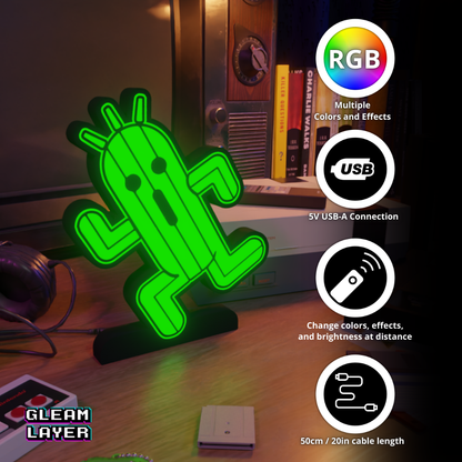 Cactuar Final Fantasy Retro Gaming Lightbox Led Light Sign