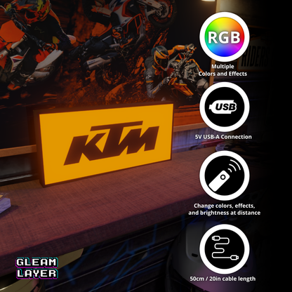 KTM Motorcycles Logo Led RGB Light Sign