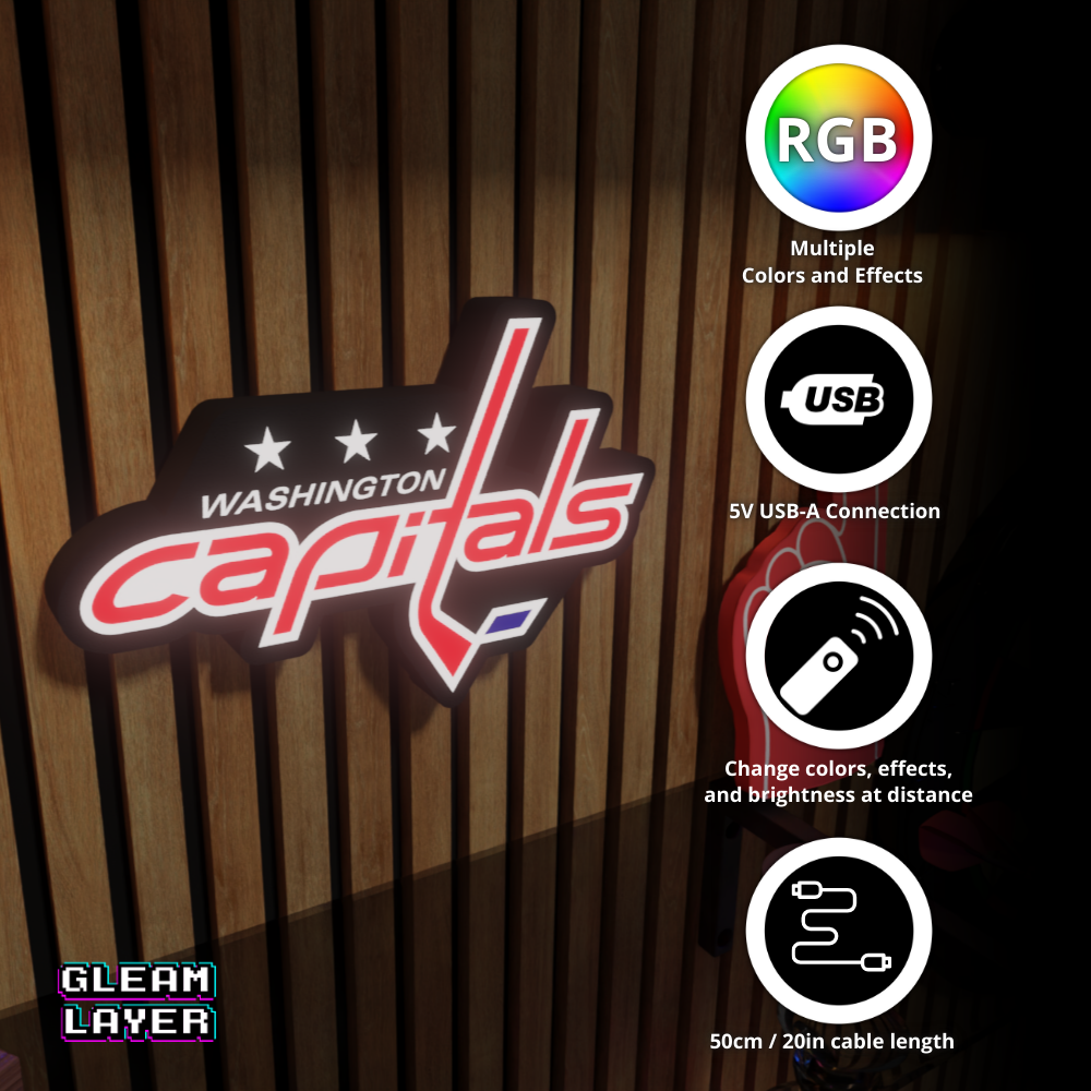 Washington Capitals Led Light Box NHL Sports Bar Light Display Wall Sign