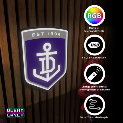 Fremantle Dockers AFL Logo LED RGB Wall Display Light Sign