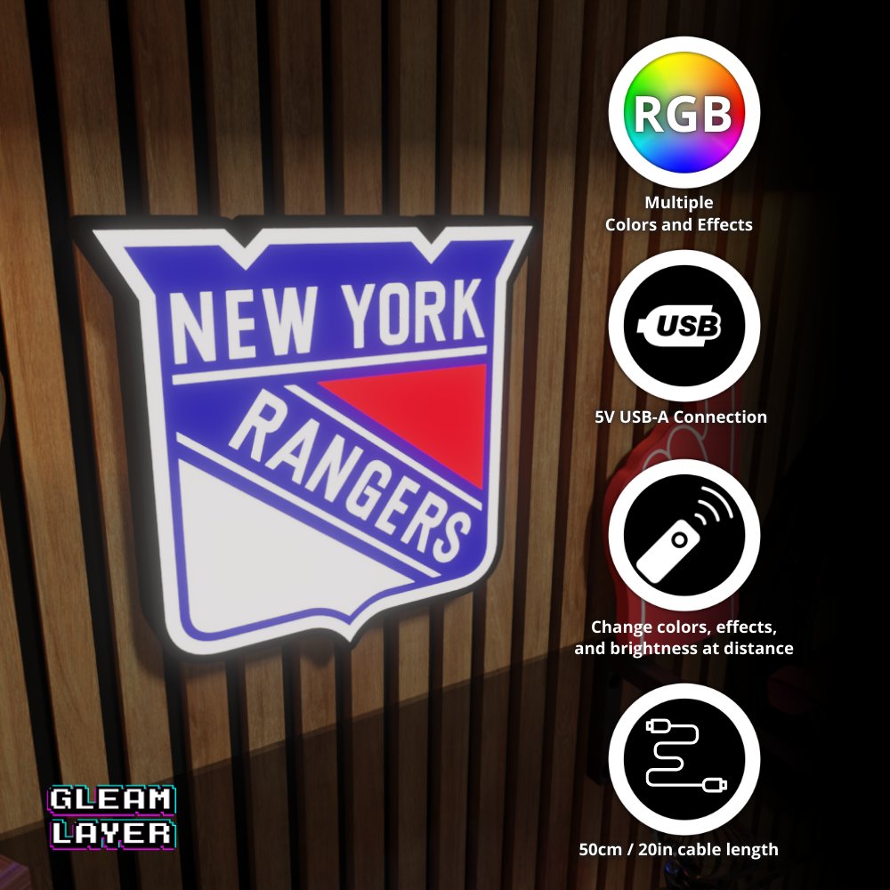 New York Rangers Led Light Box NHL Sports Bar Light Display Wall Sign