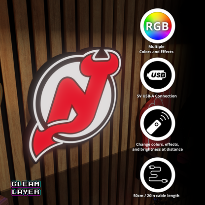 New Jersey Devils Led Light Box NHL Sports Bar Light Display Wall Sign