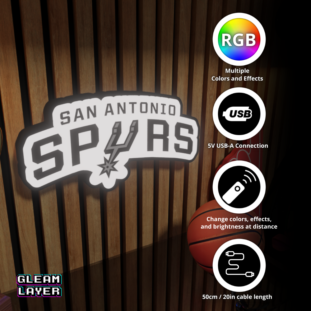 San Antonio Spurs Led Light Box NBA Sports Bar Light Display Wall Sign