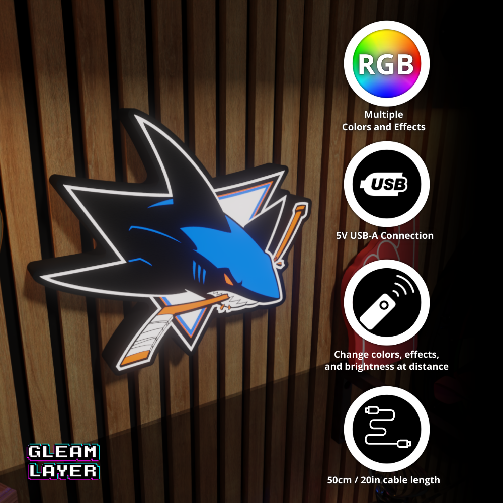 San Jose Sharks Led Light Box NHL Sports Bar Light Display Wall Sign