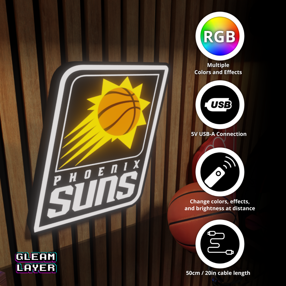 Phoenix Suns Led Light Box NBA Sports Bar Light Display Wall Sign