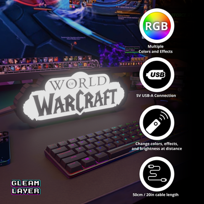 World of Warcraft Led Lightbox Gaming Light RGB Sign