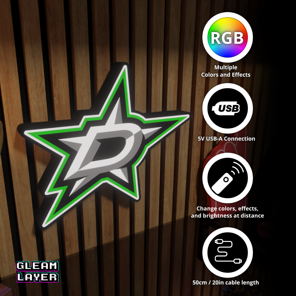 Dallas Stars Led Light Box NHL Sports Bar Light Display Wall Sign