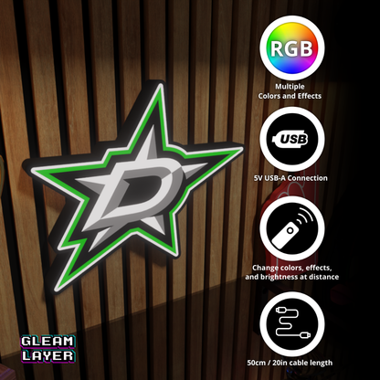 Dallas Stars Led Light Box NHL Sports Bar Light Display Wall Sign