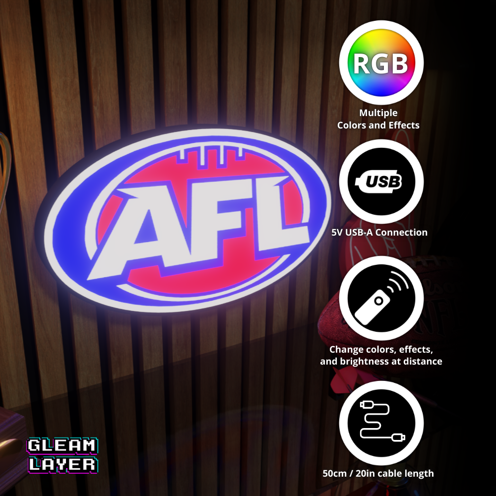 AFL Australian Football League Logo LED RGB Wall Display Light Sign