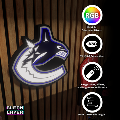 Vancouver Canucks Led Light Box NHL Sports Bar Light Display Wall Sign