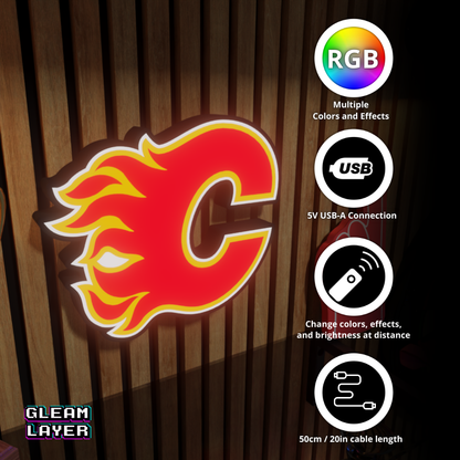 Calgary Flames Led Light Box NHL Sports Bar Light Display Wall Sign