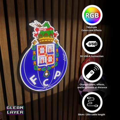 FC Porto Logo Led RGB Wall Display Light Sign