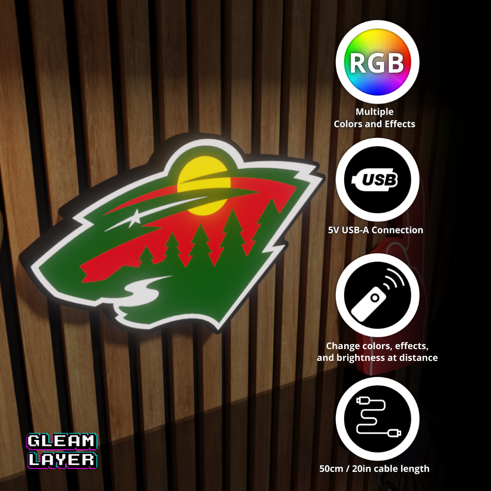 Minnesota Wild Led Light Box NHL Sports Bar Light Display Wall Sign