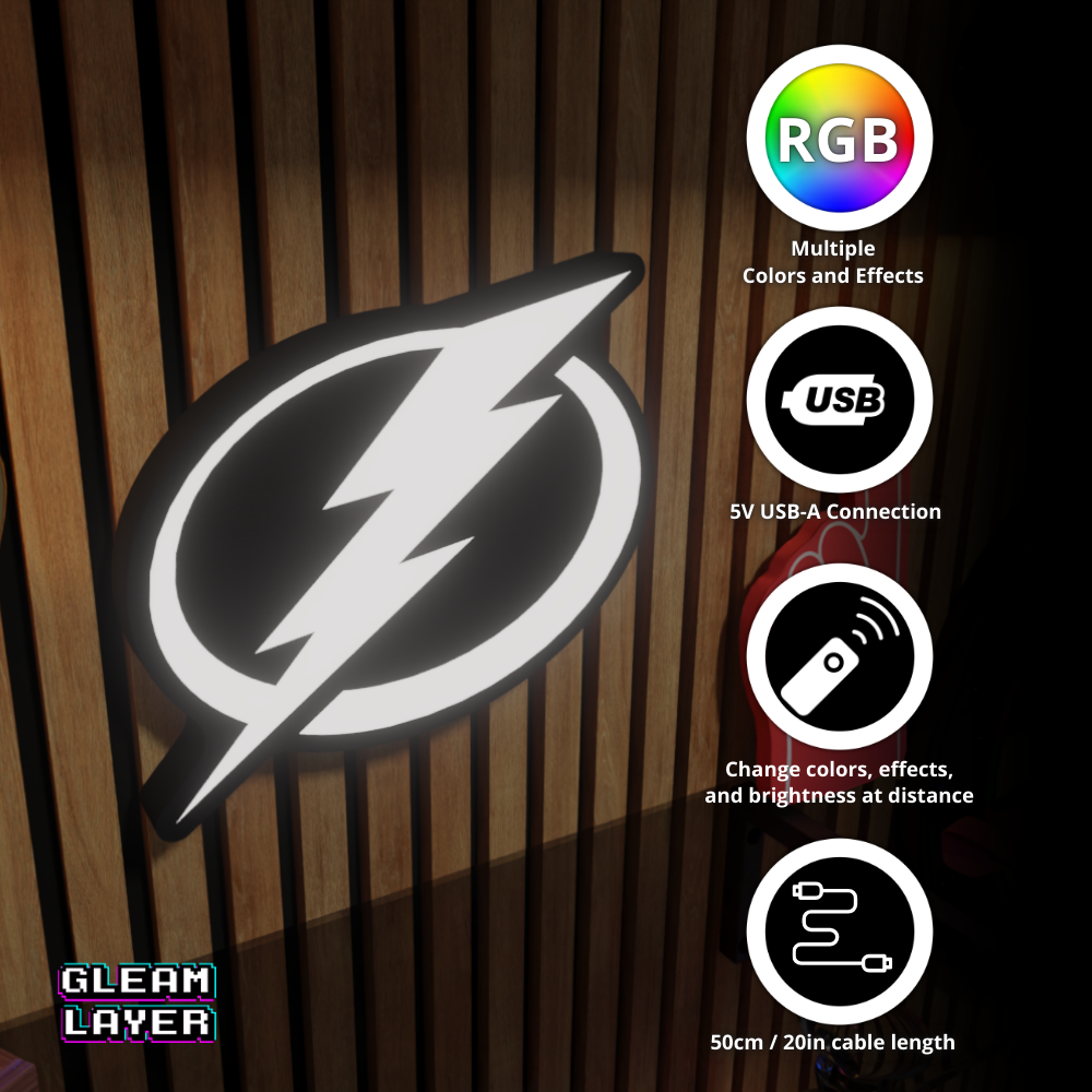 Tampa Bay Lightning Led Light Box NHL Sports Bar Light Display Wall Sign