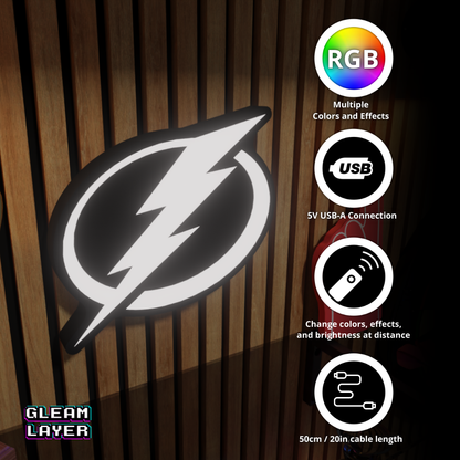 Tampa Bay Lightning Led Light Box NHL Sports Bar Light Display Wall Sign