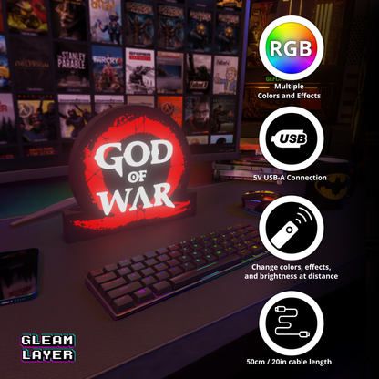 God of War Logo Led Gaming RGB Light Sign