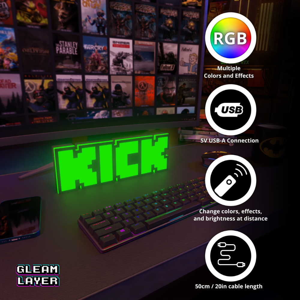 Kick Stream Led Streaming Light RGB Sign
