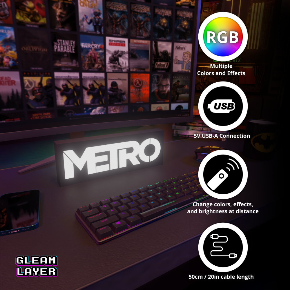 Metro Led Gaming RGB Light Sign
