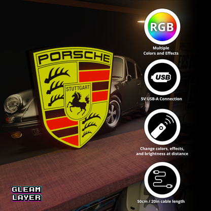 Porsche Logo Wall Display Led RGB Light Sign