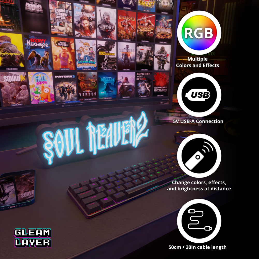 Soul Reaver 2 Led Gaming Light Sign