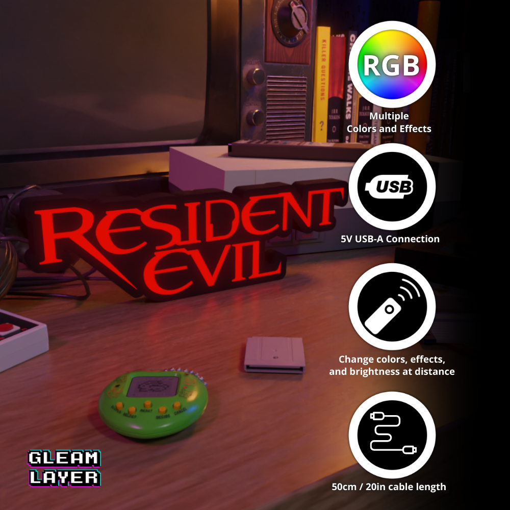 Resident Evil Classic Led Retro Logo Gaming Light Sign